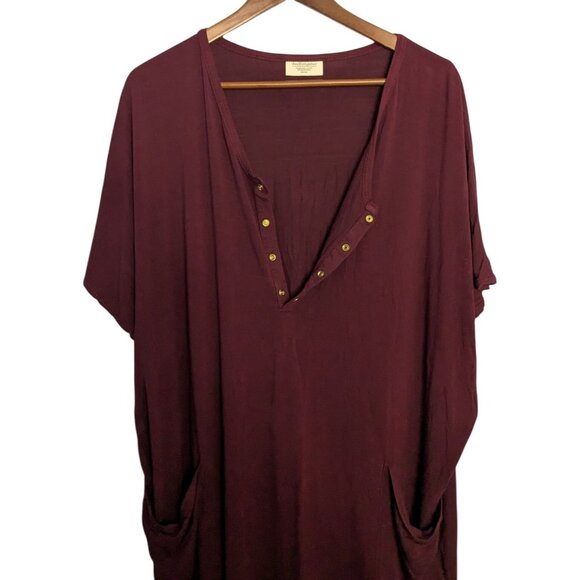 Dwell & Slumber Dresses & Skirts - Dwell & Slumber Burgundy One Size Lounge Dress Pockets Button XL sz 18